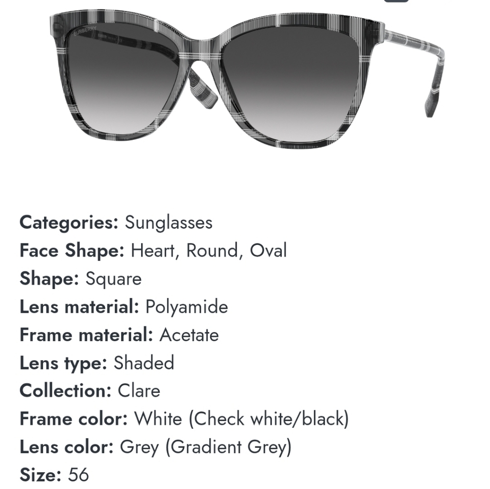 Burberry Black and White Checkered Eyewear - Picture 4 of 15
